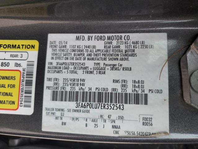 VIN 3FA6P0LU7ER352543 2014 Ford Fusion, Se Hybrid no.12