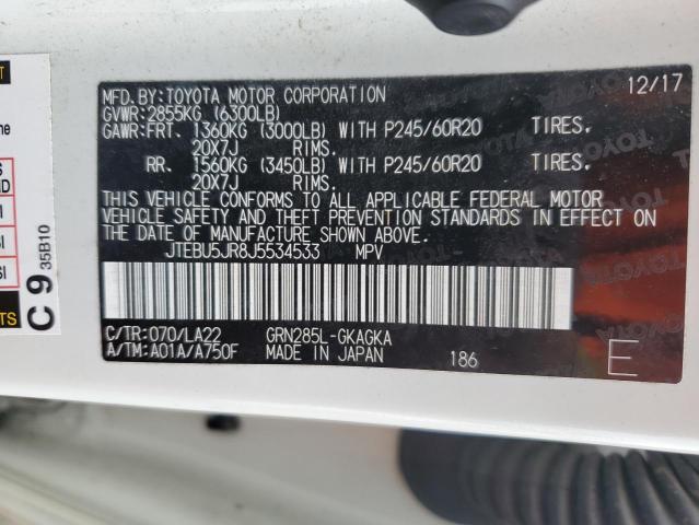 2018 TOYOTA 4RUNNER SR - JTEBU5JR8J5534533