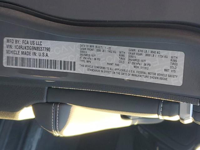 2022 JEEP GRAND CHER - 1C4RJKDG9N8537790
