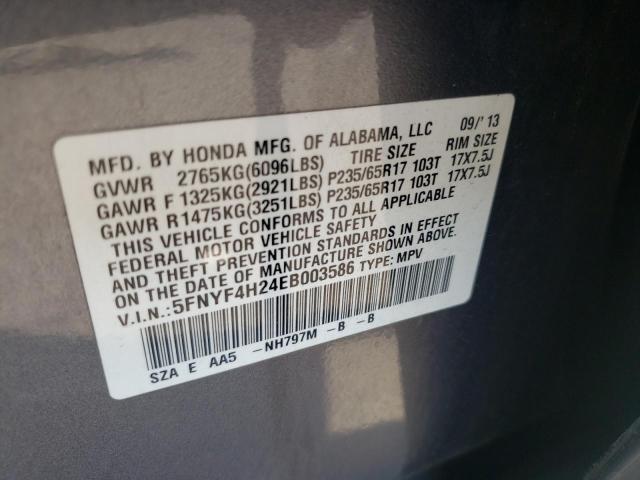 VIN 5FNYF4H24EB003586 2014 Honda Pilot, LX no.12