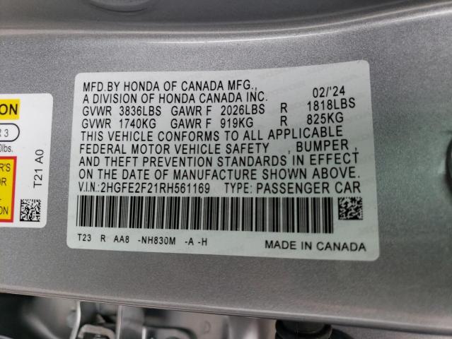 2024 HONDA CIVIC LX - 2HGFE2F21RH561169
