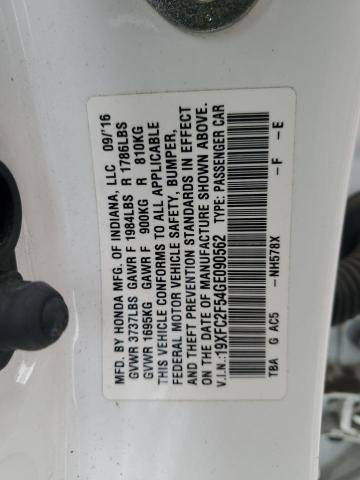 VIN 19XFC2F54GE090562 2016 Honda Civic, LX no.12