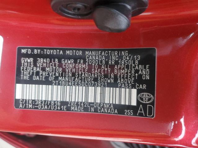 VIN 2T1BU4EE5DC073921 2013 Toyota Corolla, Base no.12