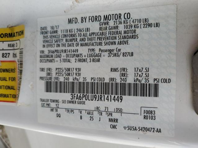 VIN 3FA6P0LU9JR141449 2018 Ford Fusion, Se Hybrid no.13