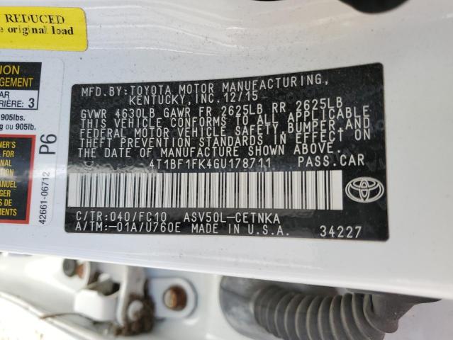 2016 TOYOTA CAMRY LE - 4T1BF1FK4GU178711