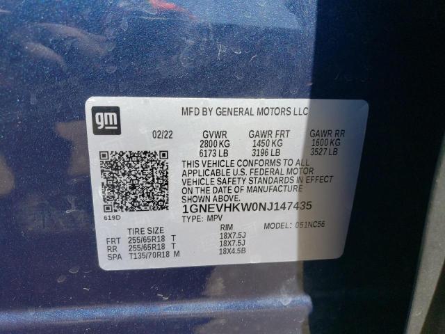 2022 CHEVROLET TRAVERSE L - 1GNEVHKW0NJ147435