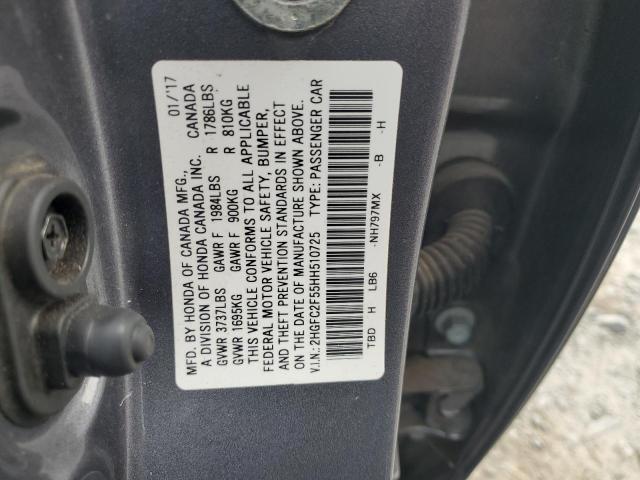 VIN 2HGFC2F55HH510725 2017 Honda Civic, LX no.12