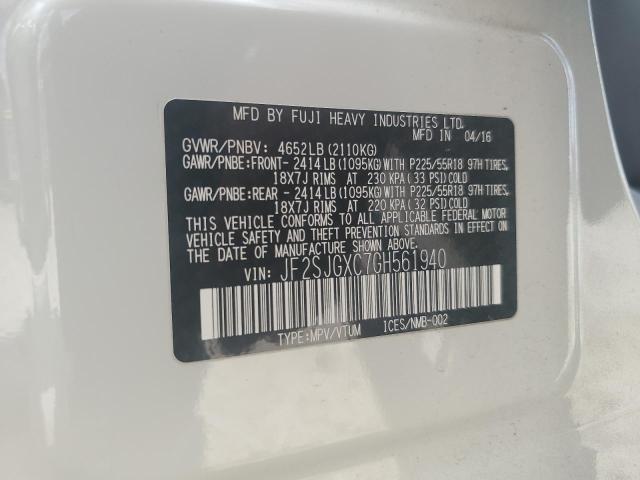 2016 SUBARU FORESTER 2 - JF2SJGXC7GH561940
