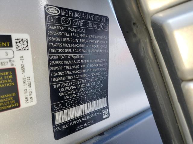 2020 LAND ROVER RANGE ROVE - SALGS2SE1LA402744
