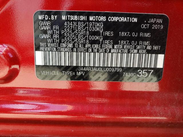2020 MITSUBISHI OUTLANDER - JA4AR3AU0LU009799