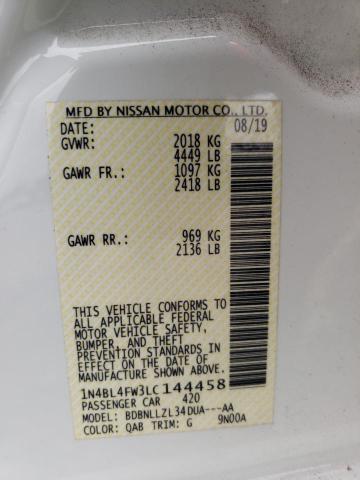 2020 NISSAN ALTIMA PLA - 1N4BL4FW3LC144458