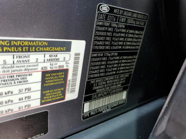 2016 LAND ROVER RANGE ROVE - SALWR2KF7GA649644