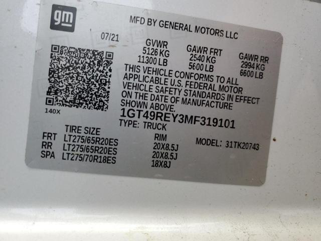 2021 GMC SIERRA K25 - 1GT49REY3MF319101