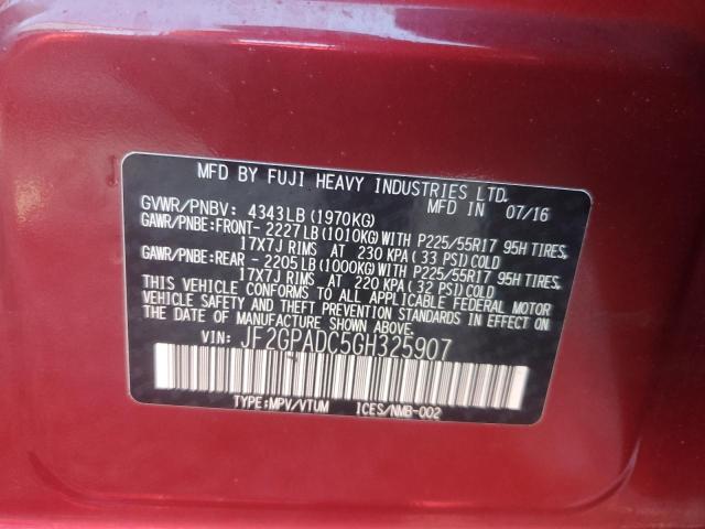 2016 SUBARU CROSSTREK - JF2GPADC5GH325907
