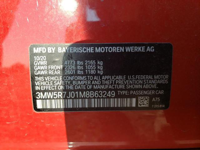 VIN 3MW5R7J01M8B63249 2021 BMW 3 Series, 330XI no.12