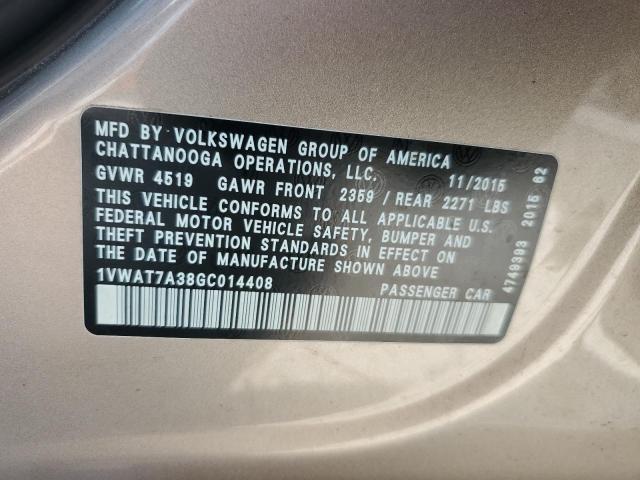 2016 VOLKSWAGEN PASSAT S - 1VWAT7A38GC014408