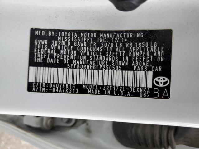 VIN 5YFBURHE6FP250505 2015 Toyota Corolla, L no.12