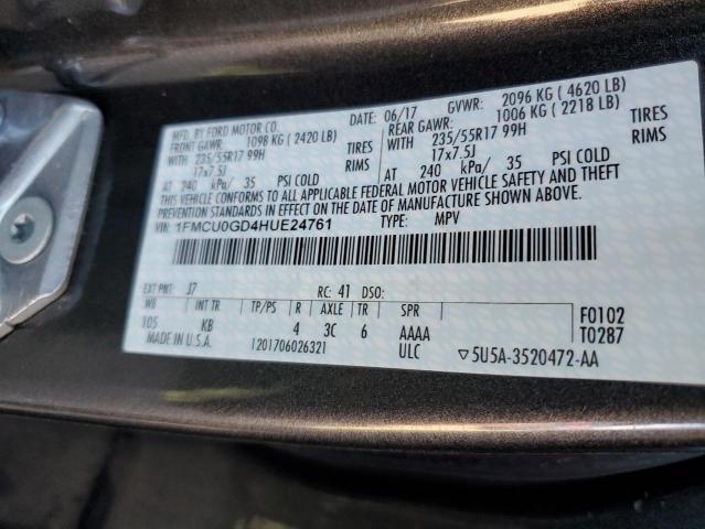 2017 FORD ESCAPE SE - 1FMCU0GD4HUE24761