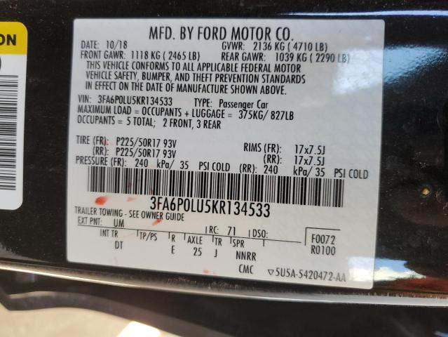 VIN 3FA6P0LU5KR134533 2019 Ford Fusion, SE no.12