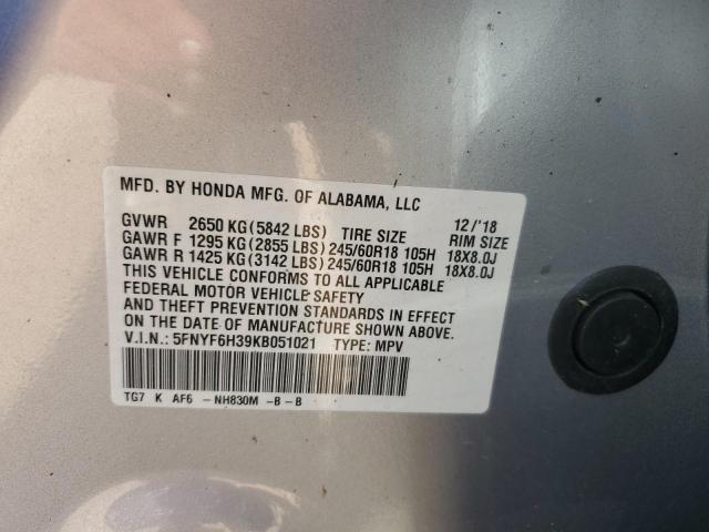 VIN 5FNYF6H39KB051021 2019 Honda Pilot, EX no.13