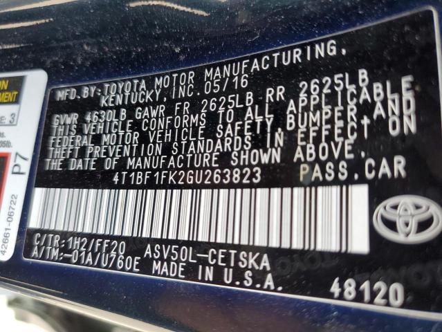 VIN 4T1BF1FK2GU263823 2016 Toyota Camry, LE no.12