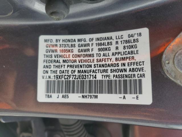 2018 HONDA CIVIC EX - 19XFC2F72JE031714