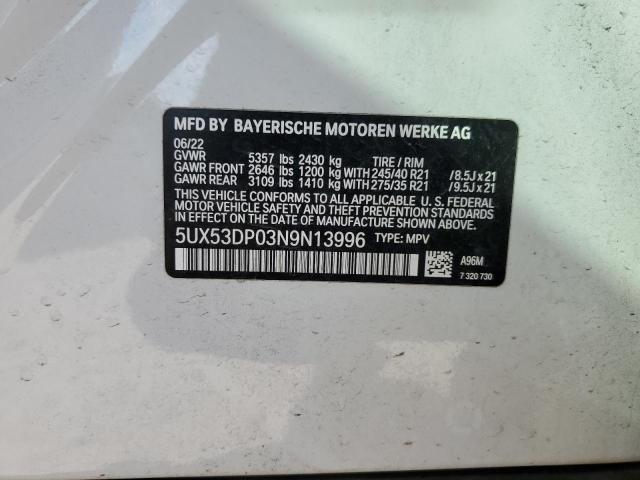 2022 BMW X3 XDRIVE3 - 5UX53DP03N9N13996
