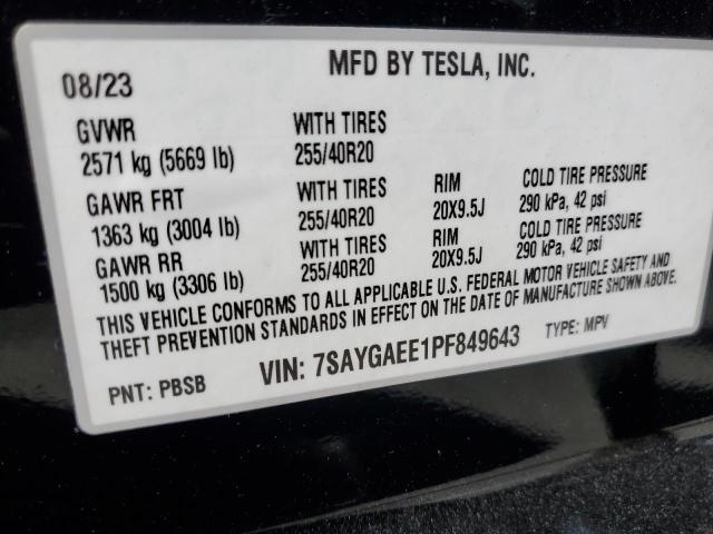 VIN 7SAYGAEE1PF849643 2023 TESLA MODEL Y no.13