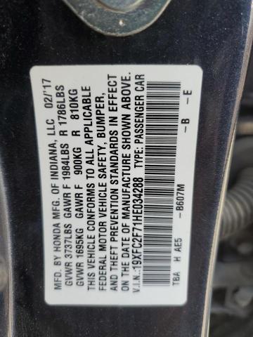 2017 HONDA CIVIC EX - 19XFC2F71HE034288