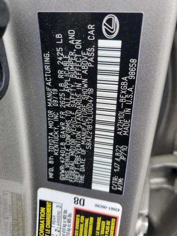 2020 LEXUS ES 300H LU - 58AE21B13LU004718