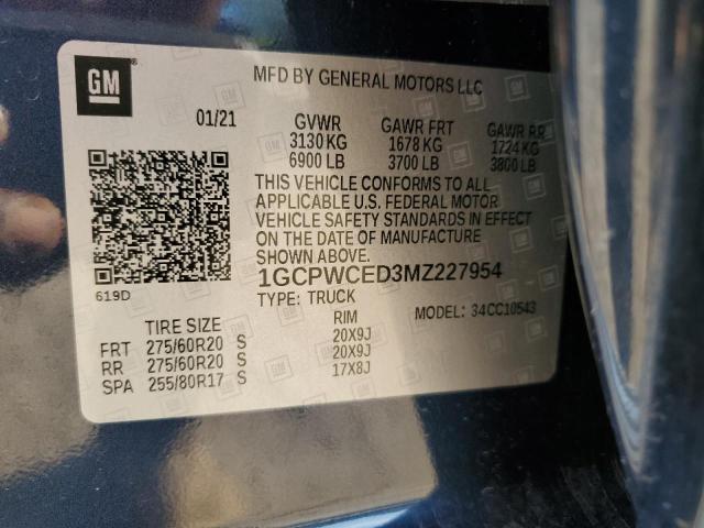 2021 CHEVROLET SILVERADO - 1GCPWCED3MZ227954