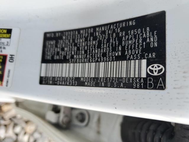2016 TOYOTA COROLLA L - 5YFBURHE6GP499601