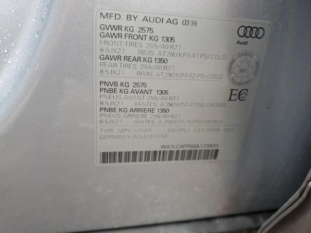 2016 AUDI SQ5 TECHNI WA1LCAFP8GA123803