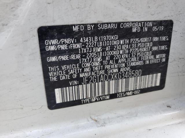 2019 SUBARU CROSSTREK - JF2GTACCXKG348580