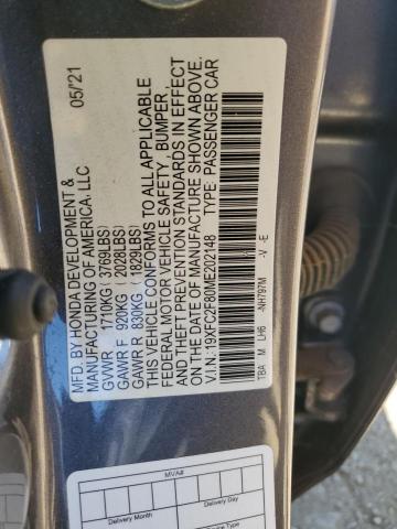 2021 HONDA CIVIC SPOR 19XFC2F80ME202148  69870494