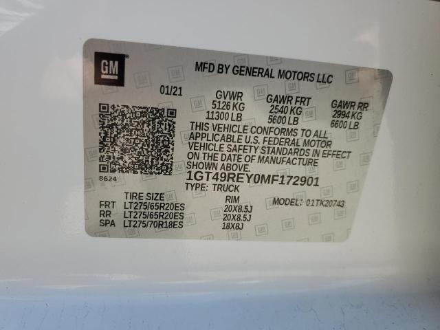 2021 GMC SIERRA K25 - 1GT49REY0MF172901