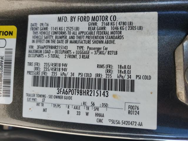 VIN 3FA6P0T98HR215143 2017 Ford Fusion, SE no.12