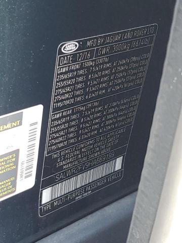 2017 LAND ROVER RANGE ROVE - SALWR2FV9HA669199
