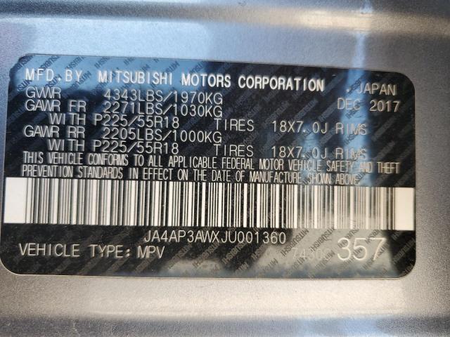 2018 MITSUBISHI OUTLANDER - JA4AP3AWXJU001360