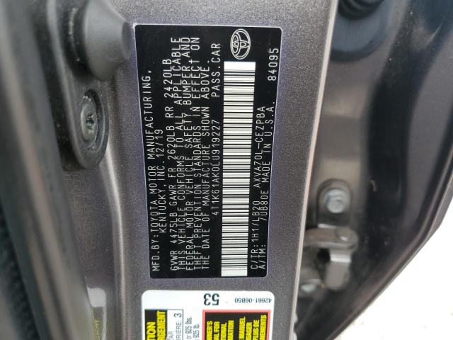 2020 TOYOTA CAMRY XSE 4T1K61AK0LU919227  70427624