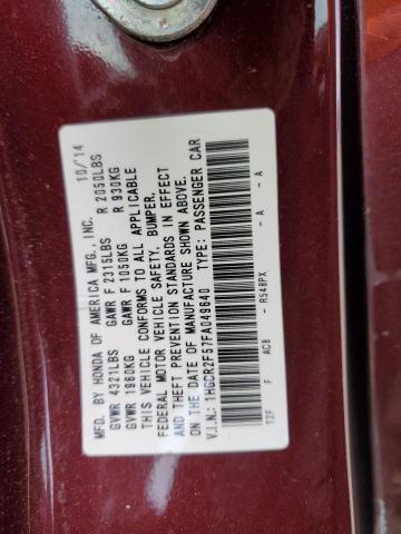 VIN 1HGCR2F57FA049640 2015 Honda Accord, Sport no.12