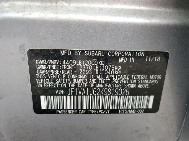 2019 SUBARU WRX LIMITE - JF1VA1J62K9819026