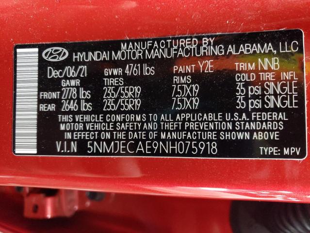 2022 HYUNDAI TUCSON LIM - 5NMJECAE9NH075918