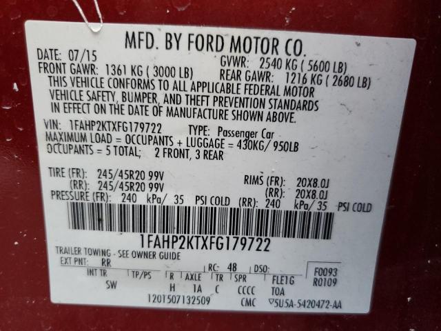 VIN 1FAHP2KTXFG179722 2015 Ford Taurus, Sho no.13