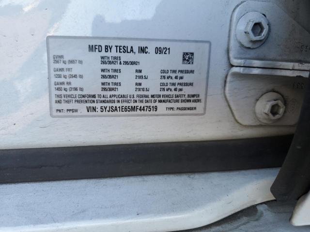 VIN 5YJSA1E65MF447519 2021 Tesla MODEL S no.13