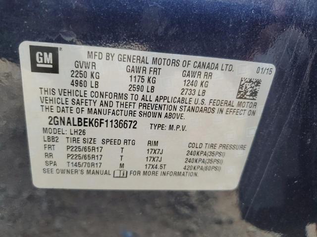 2015 CHEVROLET EQUINOX LT - 2GNALBEK6F1136672