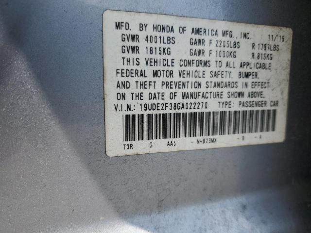 VIN 19UDE2F38GA022270 2016 Acura ILX, Base Watch Plus no.12