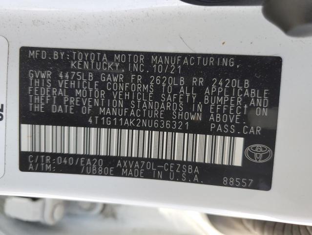 VIN 4T1G11AK2NU636321 2022 Toyota Camry, SE no.12