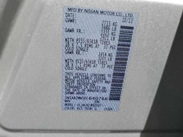 VIN 5N1AR2MN5EC640766 2014 Nissan Pathfinder, S no.13