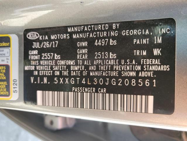 VIN 5XXGT4L30JG208561 2018 KIA Optima, LX no.12